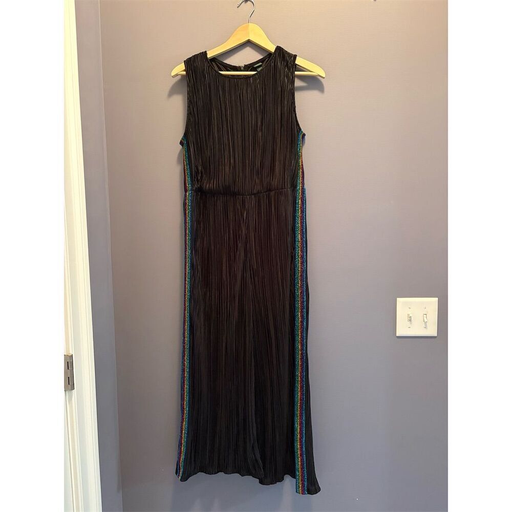 Wild Fable Women's Black Pleated Pantsuit w/ Rainbow Stripes Size M - Picture 2 of 8